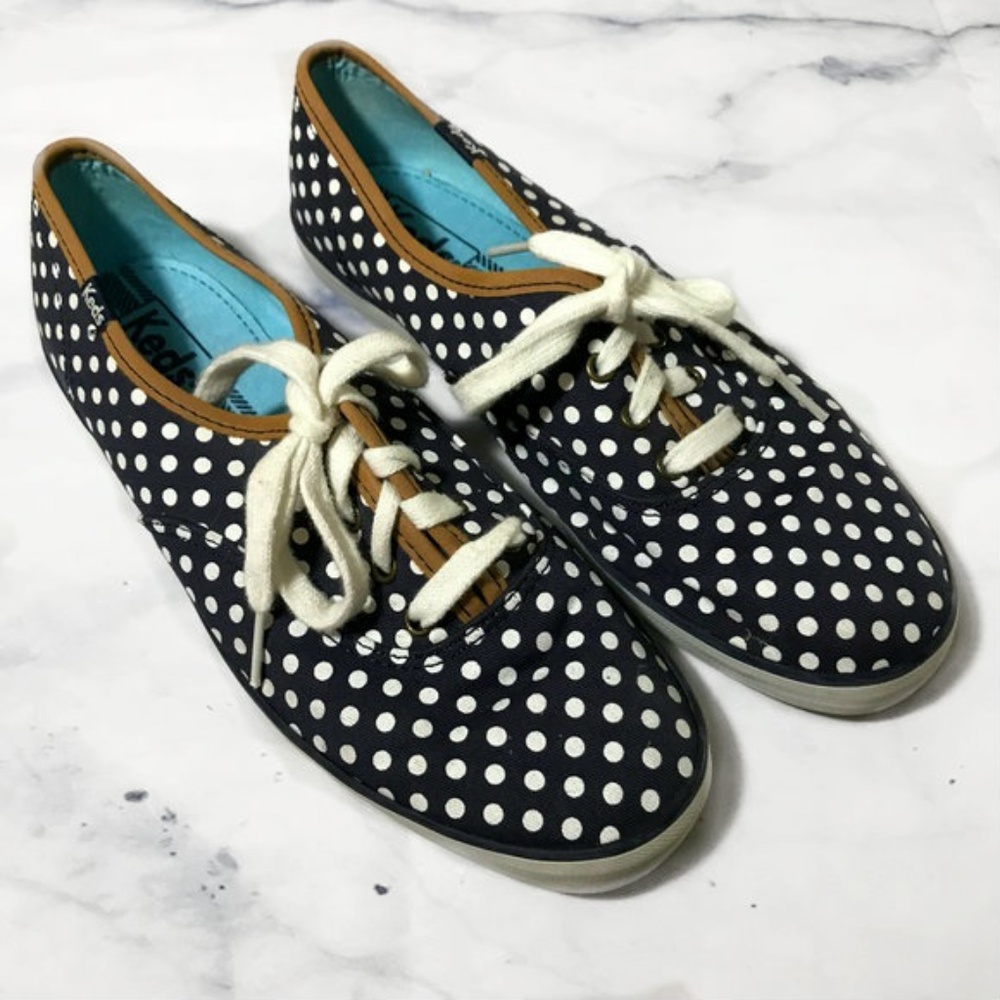 Keds Navy Blue and White Polka Dot Sneakers